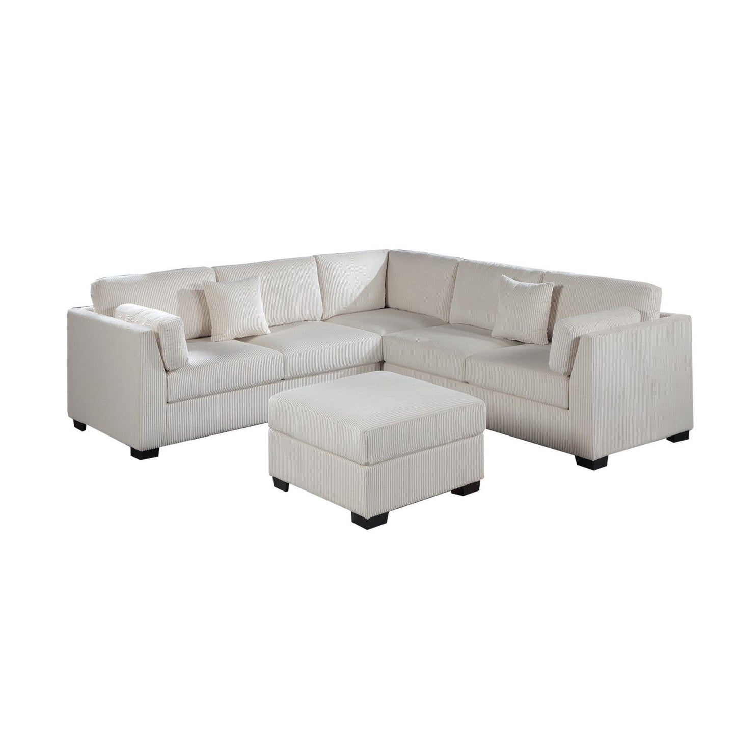 Contemporary L - Sectional Sofa Set With Ottoman And Pillows Home Essentials