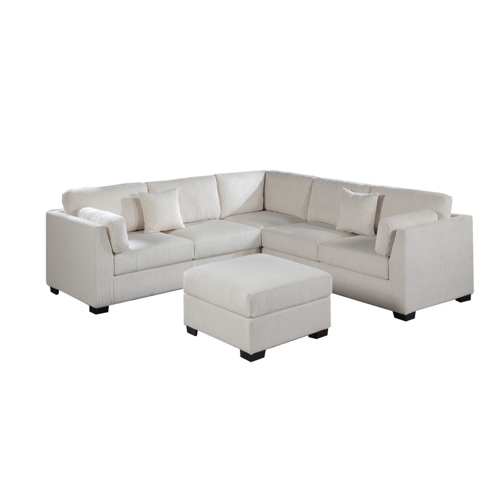 Contemporary L - Sectional Sofa Set With Ottoman And Pillows Home Essentials