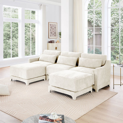 Stylish Sofa With Ottoman And Lumbar Pillows, Ergonomic Design Home Essentials