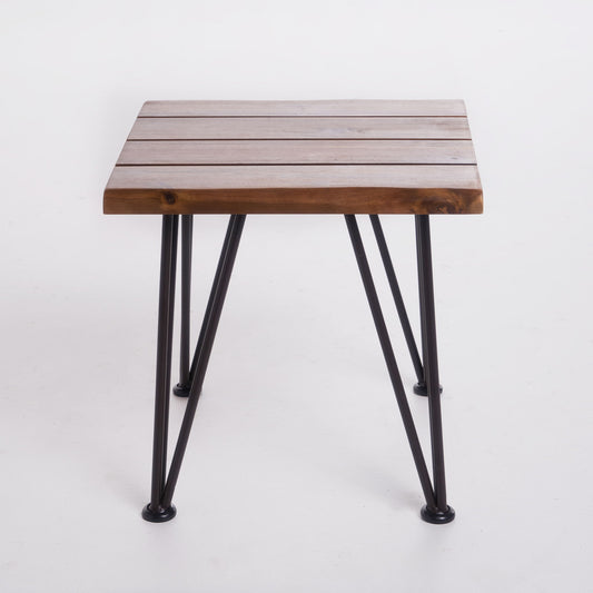 Zenith - Outdoor Industrial Accent Table (Set of 2) - Teak Noble House