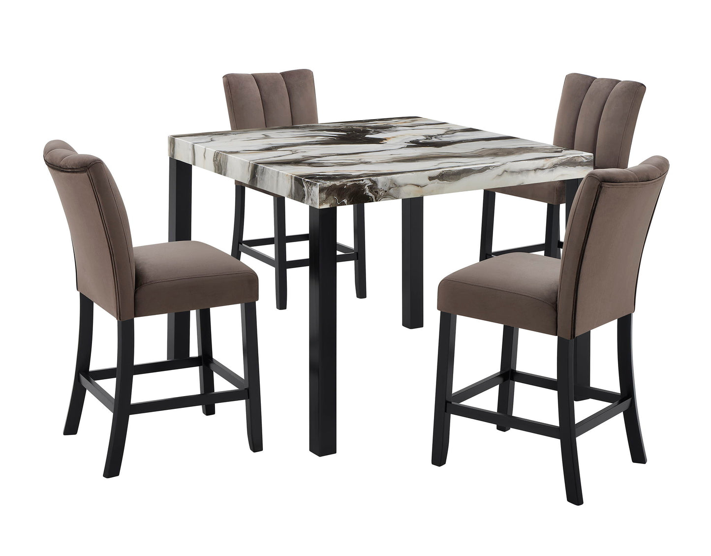 Vega - 5 Piece Counter Dining Room Set - Gray / Black Crown Mark