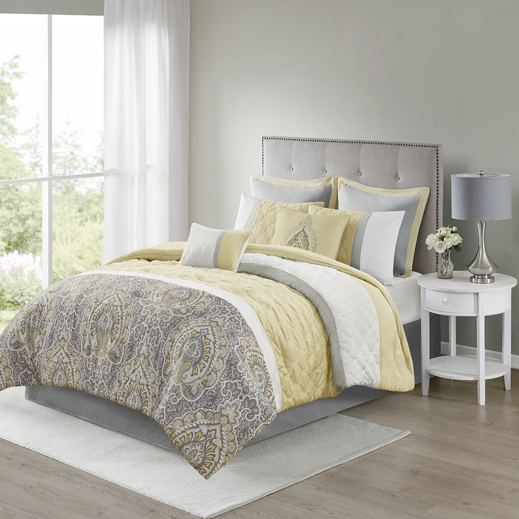 Shawnee - Queen 8 Piece Comforter Set - Yellow