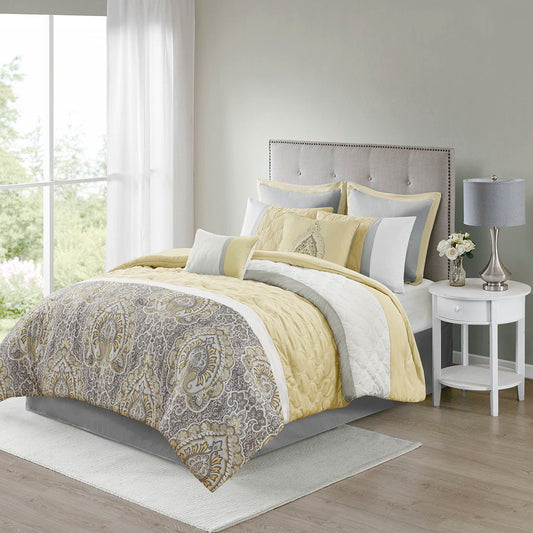 Shawnee - Queen 8 Piece Comforter Set - Yellow