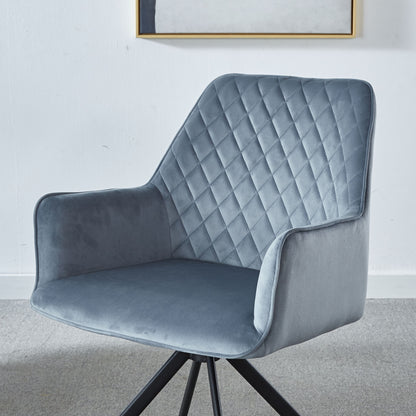 Modern Desk Chair No Wheel, Ergonomic Office Chair Home Office Upholstered Chair, Computer Chair For Bedroom, Reception Room, Living Room With Metal Legs - Blue Home Essentials