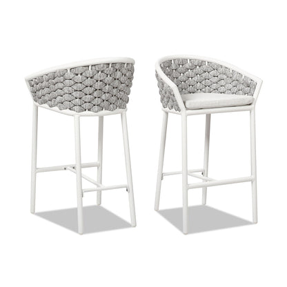 Rowan - Rope Barrel Low Back Patio Counter Stool (Set of 2) - Optic White Jennifer Taylor Home