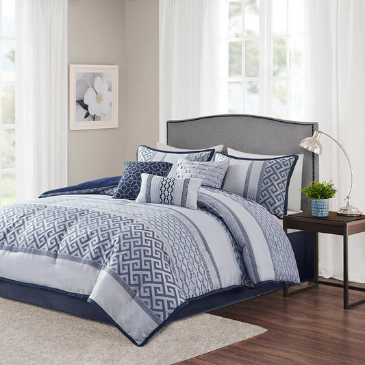 Bennett - 7 Piece Comforter Set - Navy