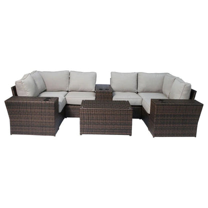 Outdoor Wicker Sectional With Weather Resistant Cushions And Table LSI Patio Furniture