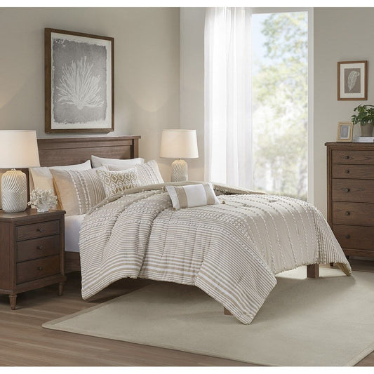 Anslee - 3 Piece Yarn Dyed Comforter Set - Taupe Harbor House