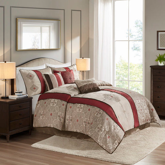 Donovan - California King 7 Piece Comforter Set - Red Madison Park