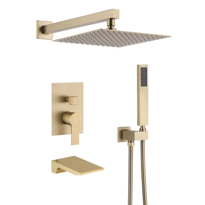 Tub Shower Faucet Set With 12" Rain Shower Head And Handheld Spray Combo Daily Nest
