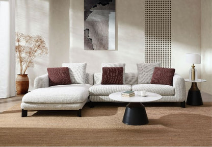 Mardi - Tweed Sectional Sofa With 3 Pillows - Maroon / Beige Acme