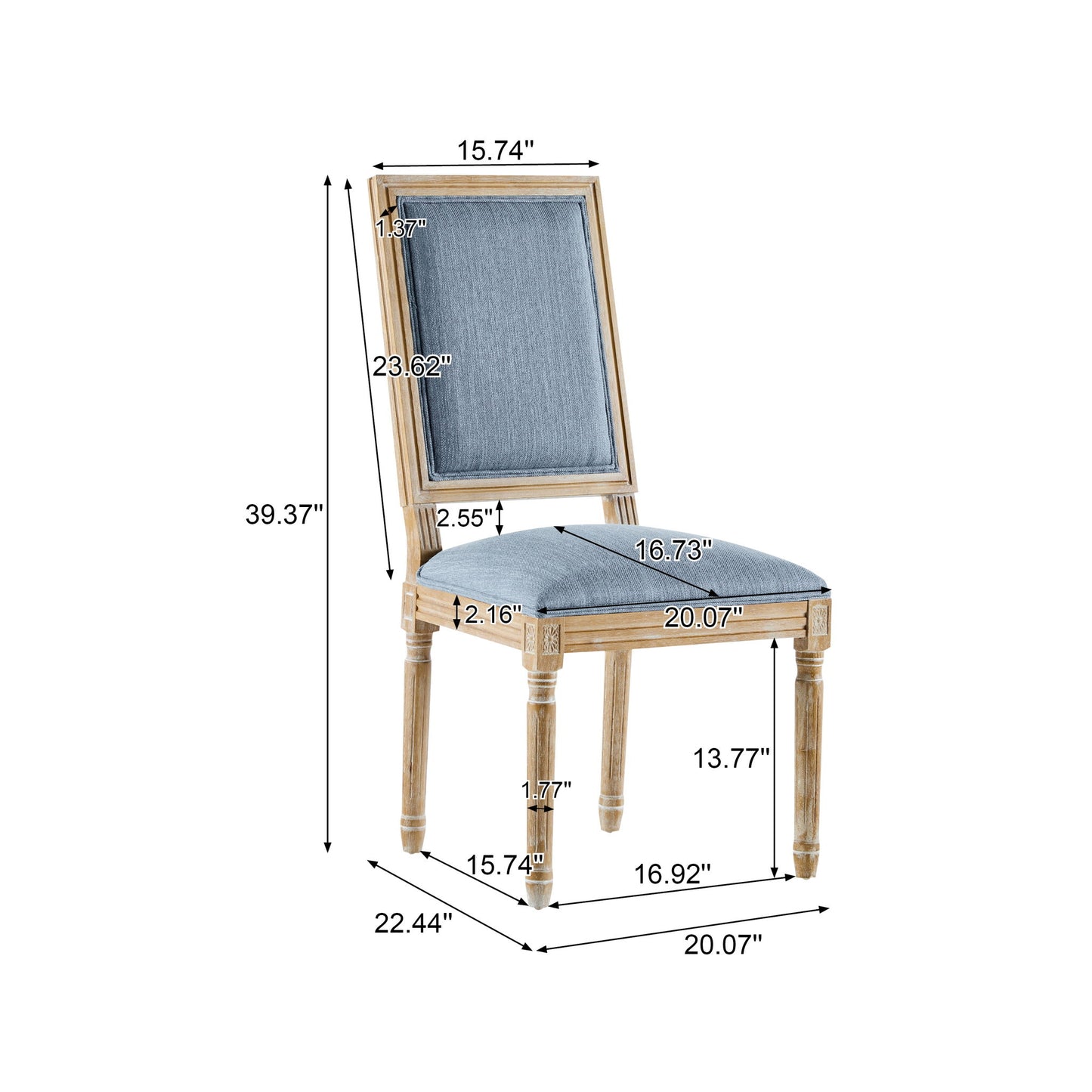French Country Style Dining Chair With Upholstered Seating And Fluted Legs Noble House