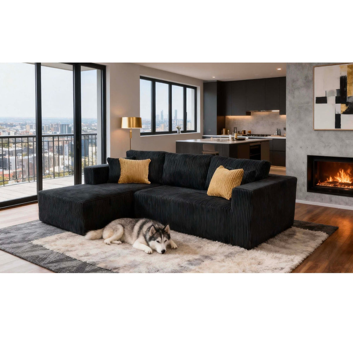 L - Shape Full Compressed Upholstered Sectional Home Essentials