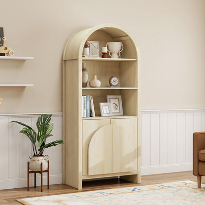 Arched Kitchen Pantry, Modern Farmhouse Wood Kitchen Storage Cabinets, Arched Storage Display Cabinet With Adjustable Shelves, Versatile Cupboard For Kitchen, Dining Room - Natural Home Essentials