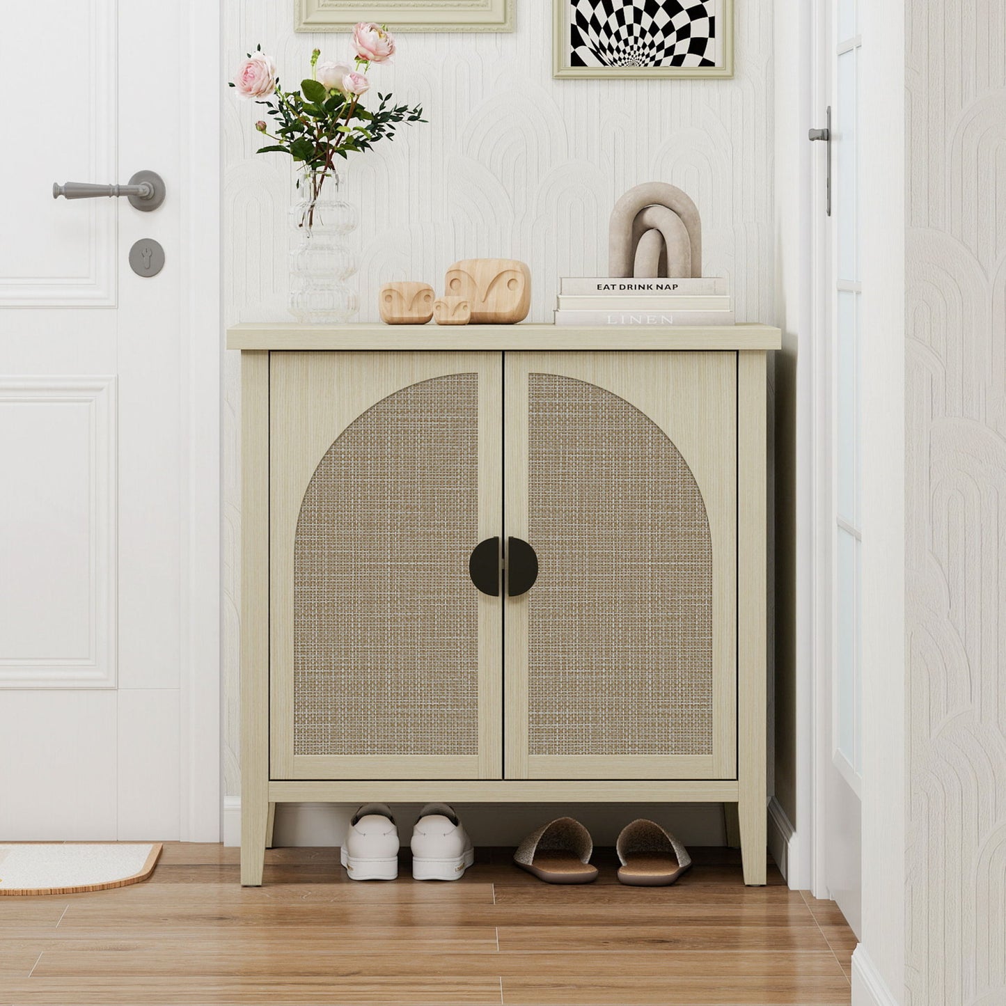 Rattan 2 Door Cabinet, Suitable For Bedroom - Natural Home Essentials