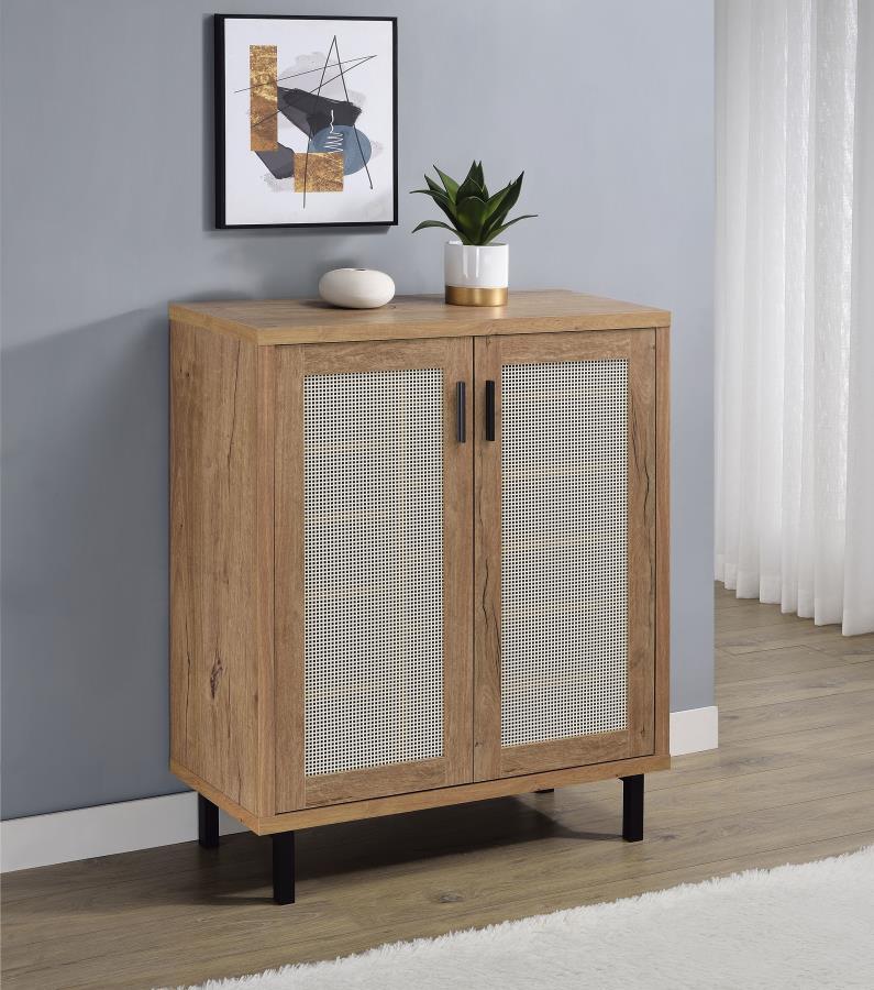 Teller - 2-Door Shoe Storage Cabinet - Natural Oak Coaster Fine Furniture