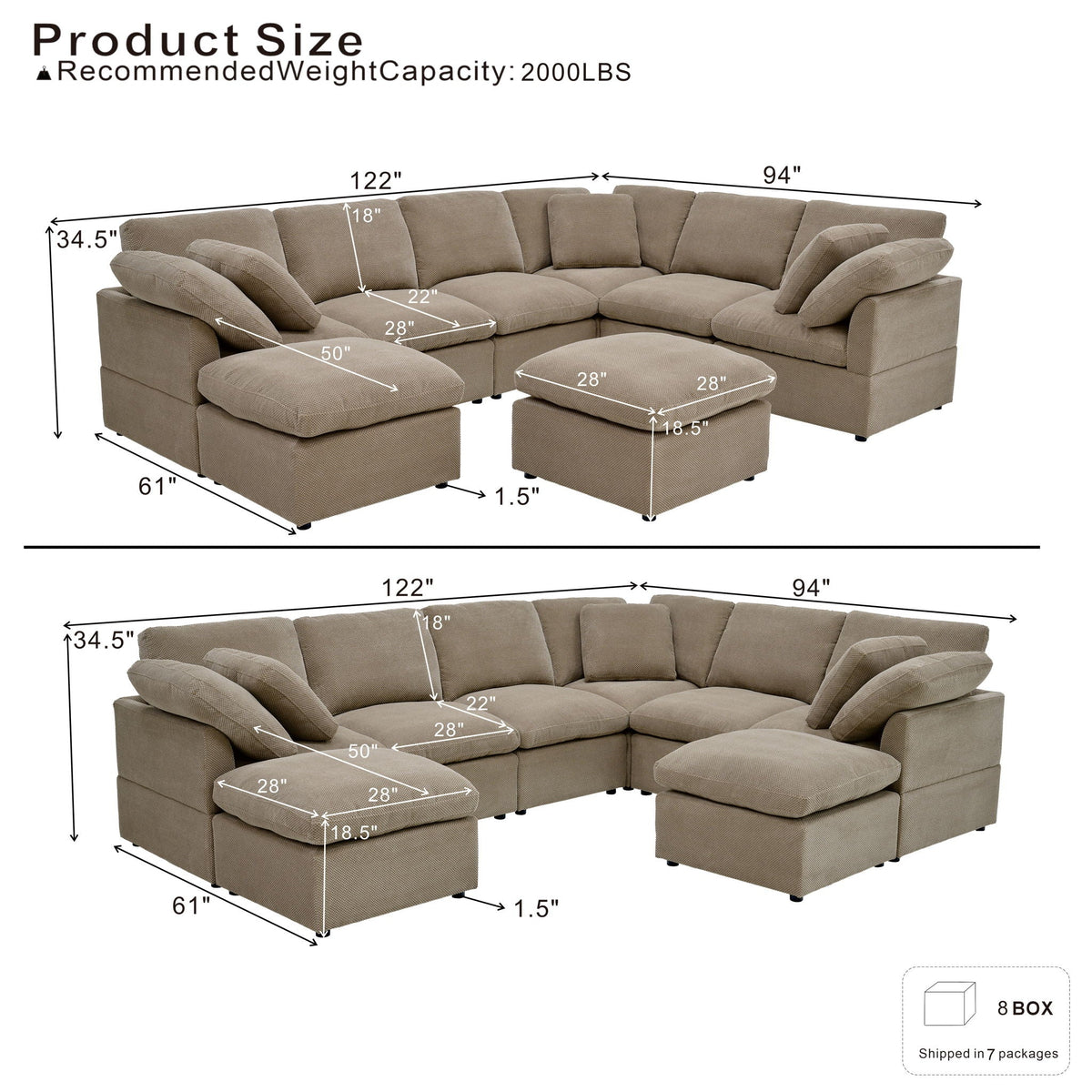 Modular Cloud Sofa, Freely Configurable Corner Home Essentials