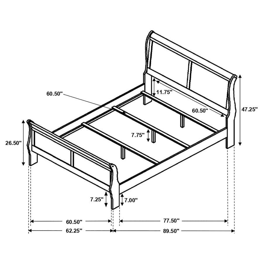 Louis Philippe - Panel Sleigh Bed CoasterEveryday