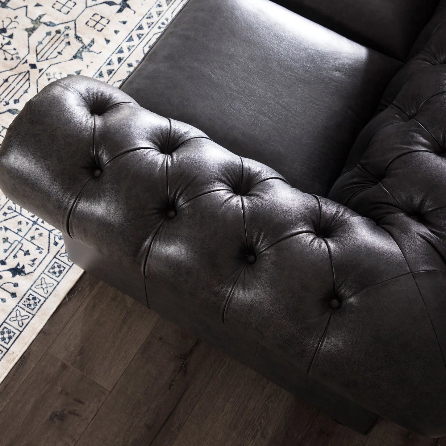 Traditional Tufted Leather Chesterfield Nailhead Sofa Nicelink