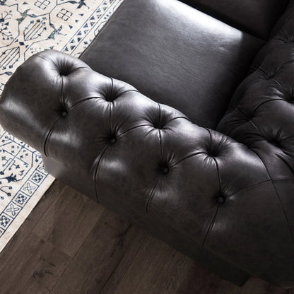 Traditional Tufted Leather Chesterfield Nailhead Sofa Nicelink