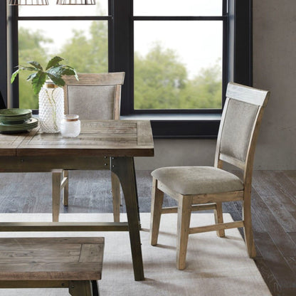 Dining Side Chair With Cushioned Seats And Backs (Set of 2) - Cream / Gray JLA