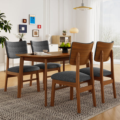 Dining Chairs (Set of 4), Wooden Dining Chair Armless, Mid Century Modern Upholstered Seat Cushion Dining Room Chair For Home Kitchen Dining Room Restaurant - Brown / Gray Hearth and Haven