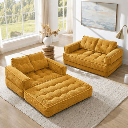 2 Seater Modular Corduroy Sofa With Chaise Lounge For Living Room Home Essentials