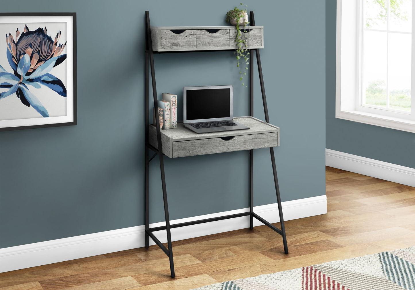 Computer Desk For Home Office, Laptop, Leaning, Storage Drawers, Contemporary & Modern 8th Street