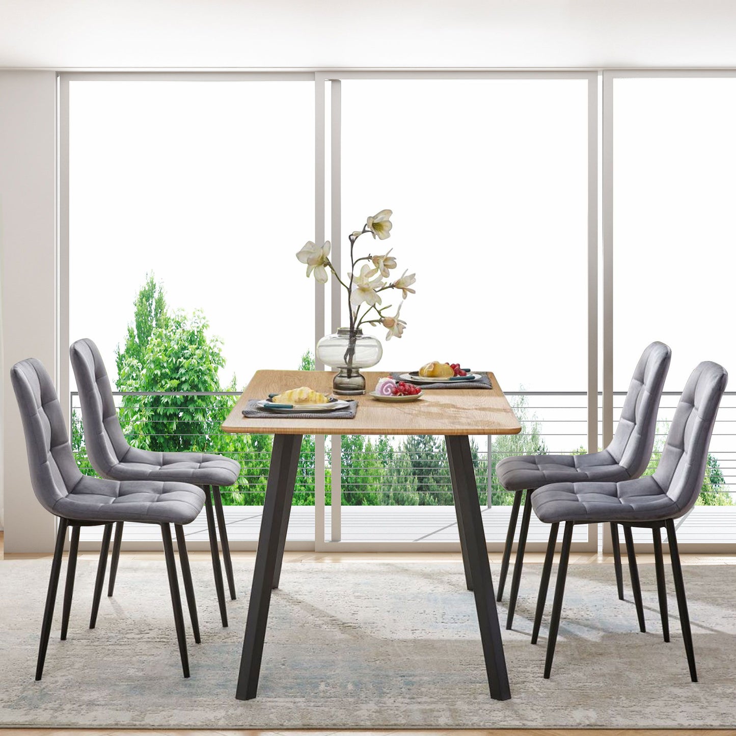 Mid-Century Modern Velvet Dining Chairs Set For Kitchen, Living Room Home Essentials