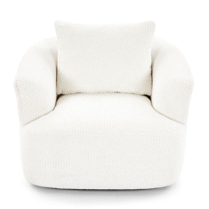 360° Swivel Barrel Sofa Chair With Throw Pillow, Chenille Upholstered Accent Chair Hearth and Haven