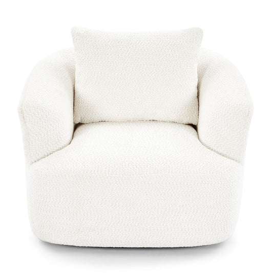 360° Swivel Barrel Sofa Chair With Throw Pillow, Chenille Upholstered Accent Chair Hearth and Haven