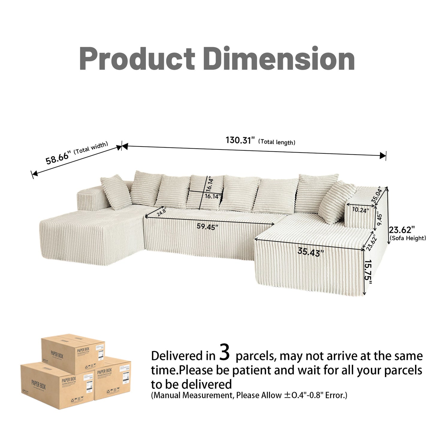 Modular U Shaped Sectional Sofa Home Essentials