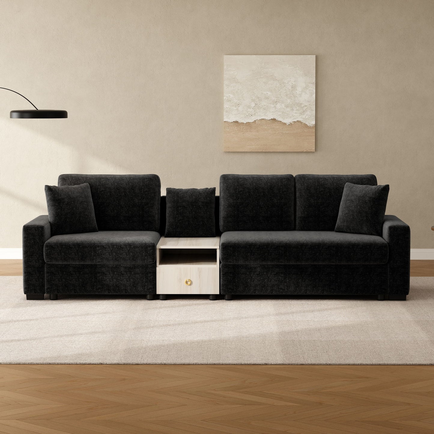 Modular Sofa Couch With Storage Armrest And Center Console Noble House
