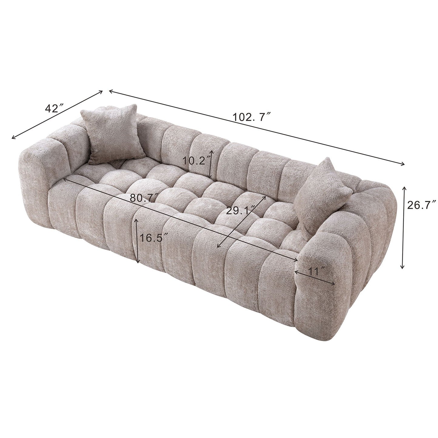 Marshmallow Cloud Compressed Sofa Oversized With 2 Cushions Home Essentials