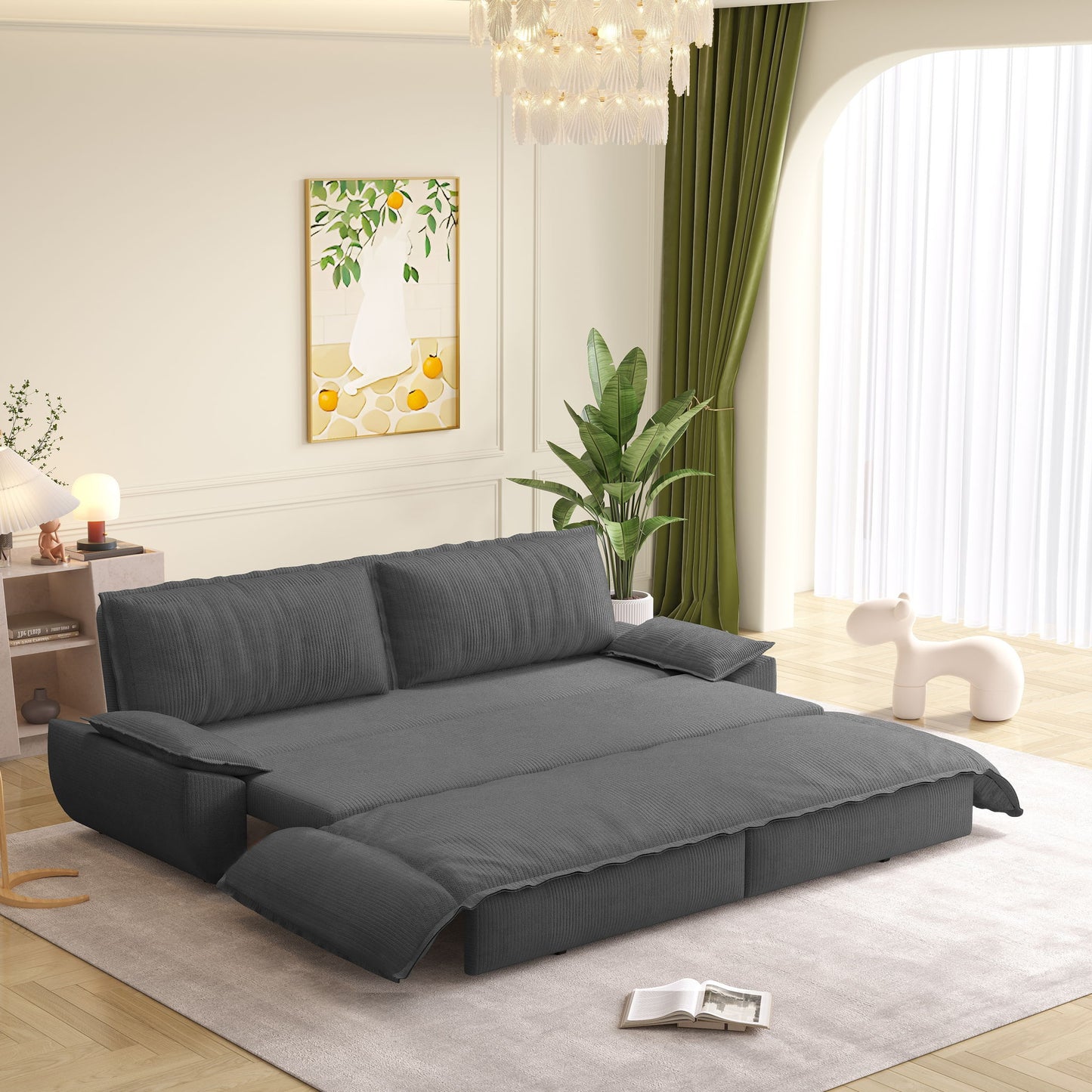 Pull Out 3-In-1 Convertible Sleeper Sofa Home Essentials