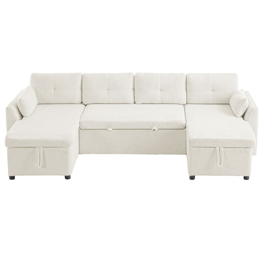 U-Shaped Sectional Sofa Bed With Storage And USB Ports Hearth and Haven