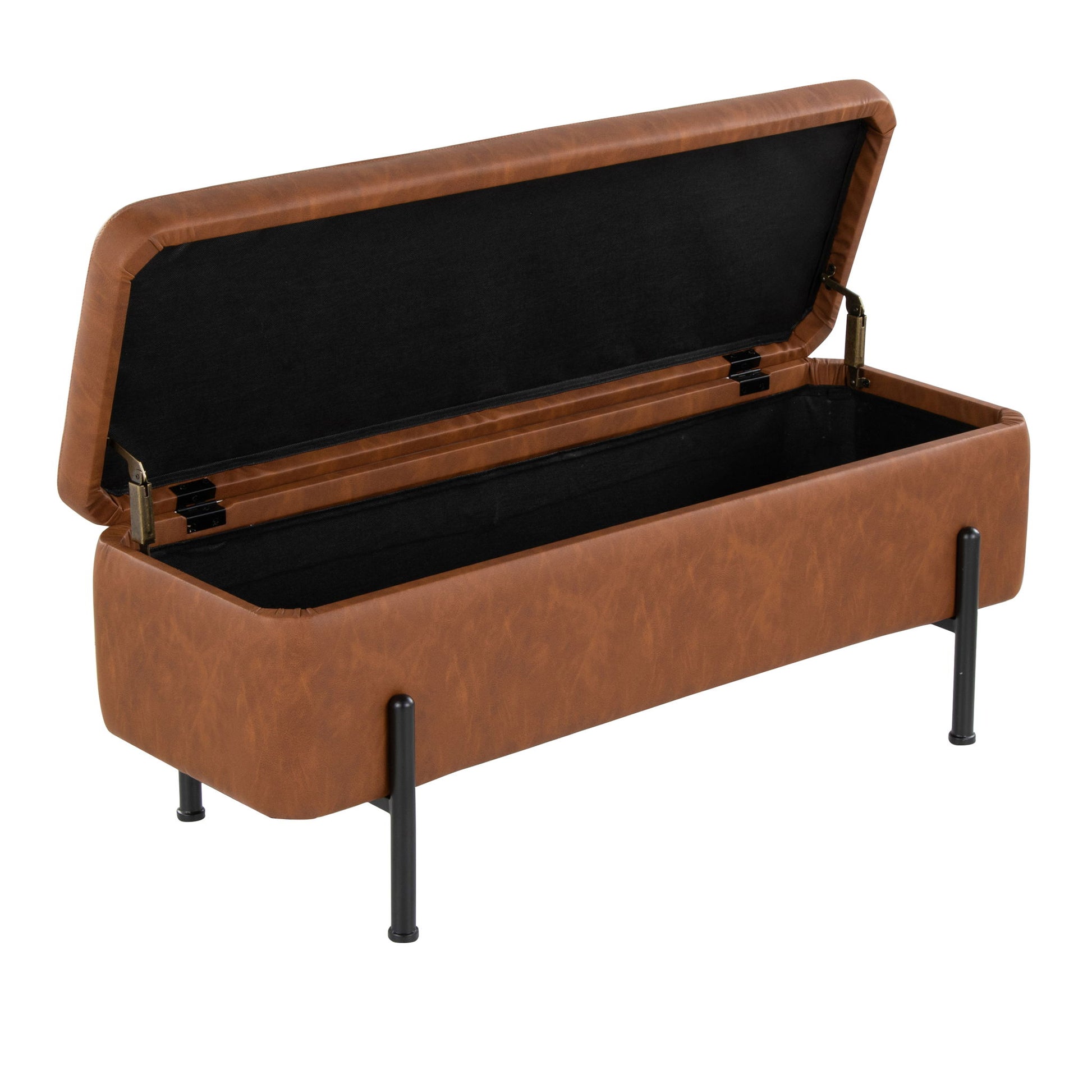 Daniella - Contemporary Storage Bench - Black / Camel Lumi Source