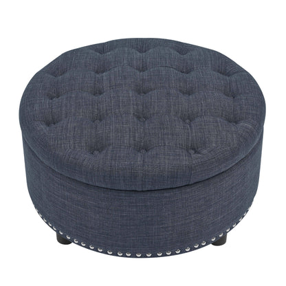 Tufted Storage Ottoman With Upholstery Home Essentials