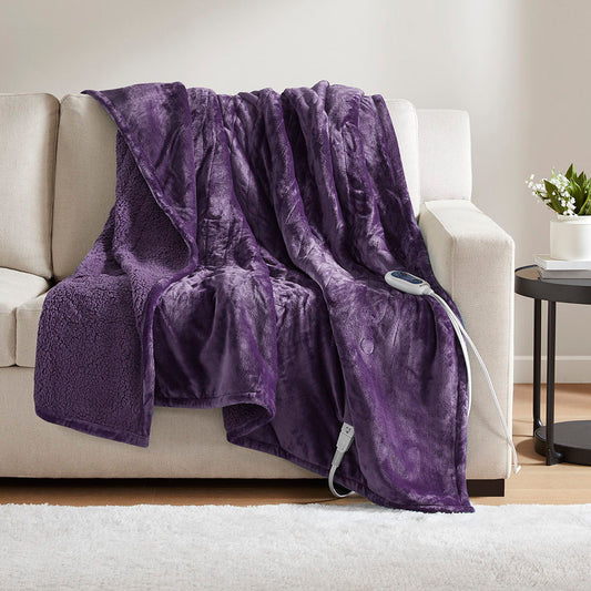 Heated Microlight to Berber - Throw - Purple Beautyrest