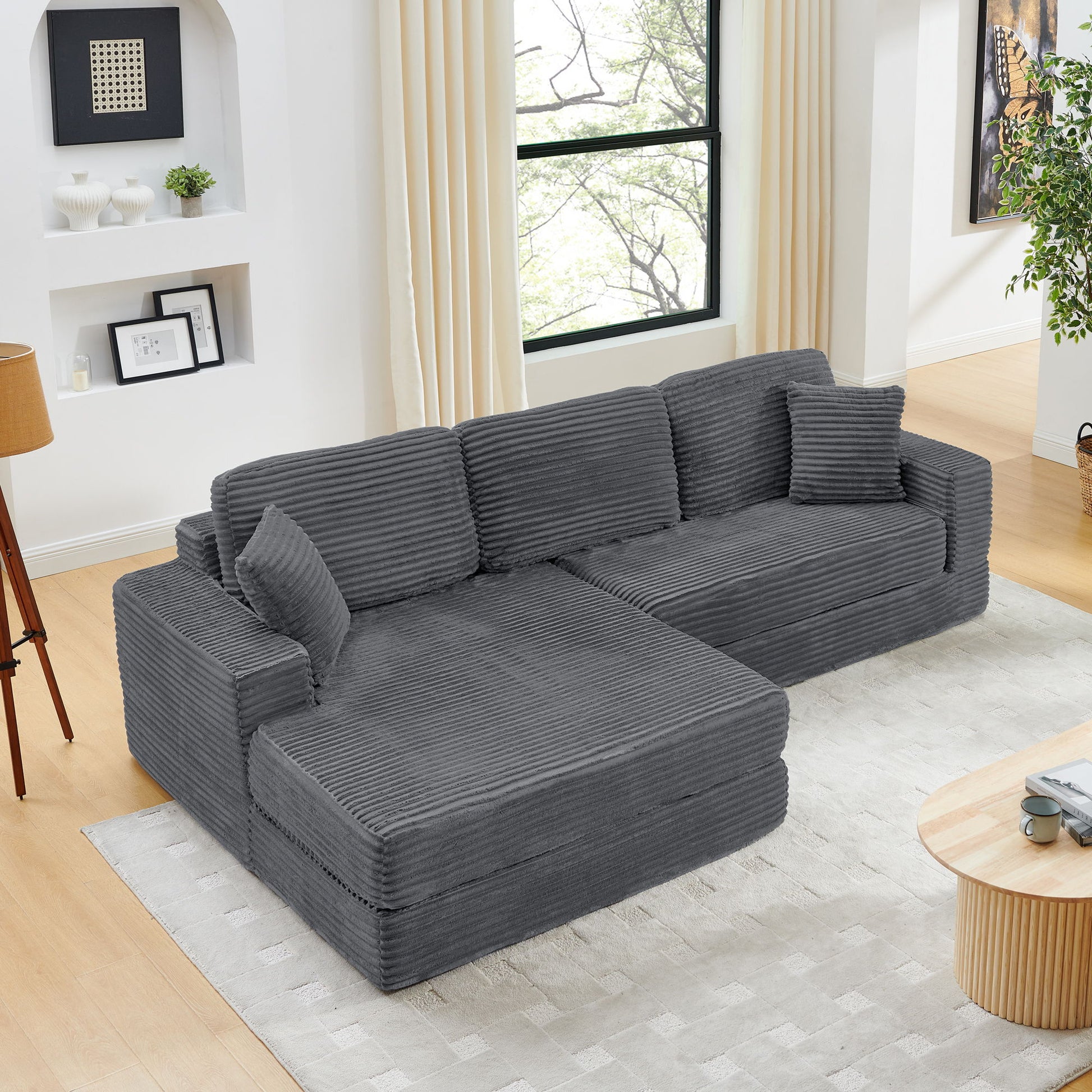 Modern Minimalist L Shape Modular Sectional Sofa, Couch Home Essentials