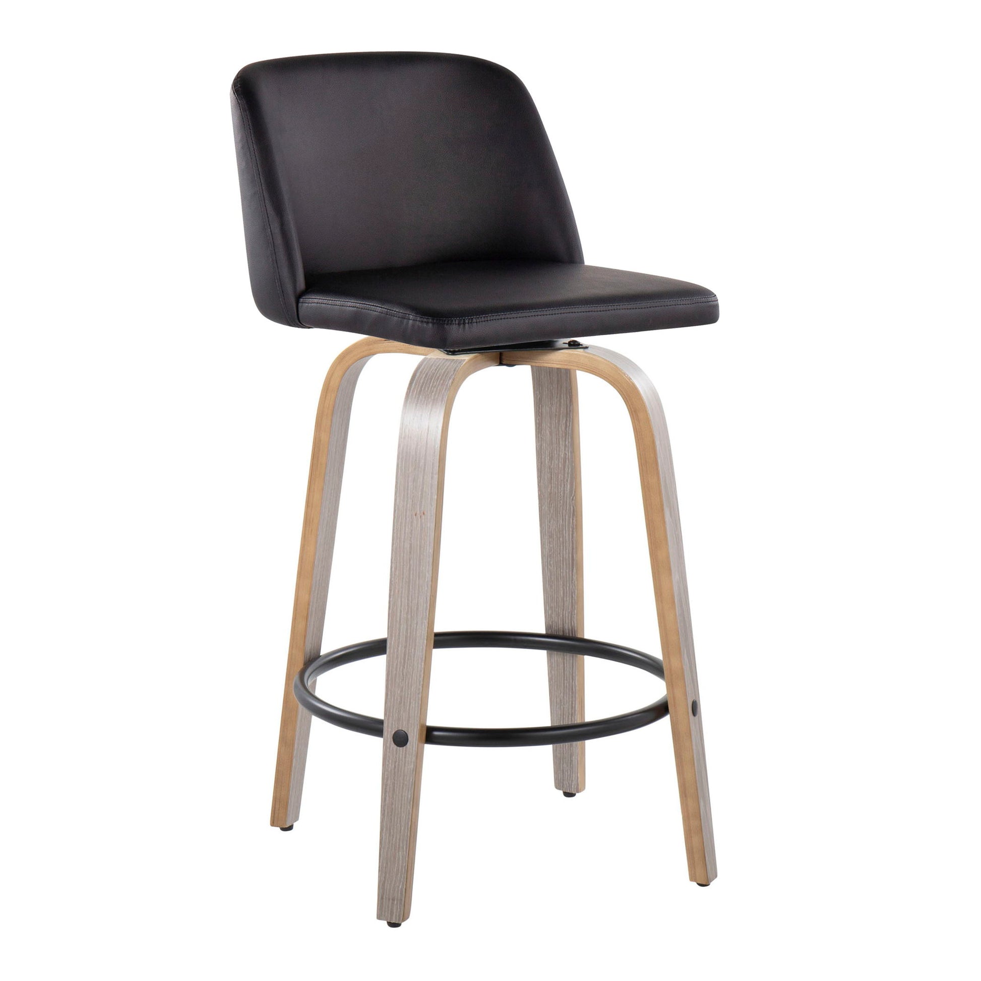 Toriano - Contemporary Fixed Height Counter Stool With Swivel & Round Footrest (Set of 2) Lumi Source