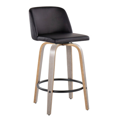 Toriano - Contemporary Fixed Height Counter Stool With Swivel & Round Footrest (Set of 2) Lumi Source