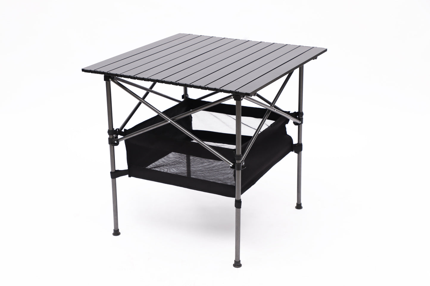 Folding Outdoor Table With Carrying Bag, Lightweight Aluminum Roll-Up Square Table For Indoor, Outdoor Camping, Picnics, Beach, Backyard, Bbq, Party, Patio - Black