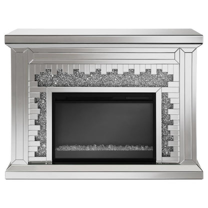 Gilmore - Mirrored Freestanding Electric Fireplace - Silver CoasterElevations