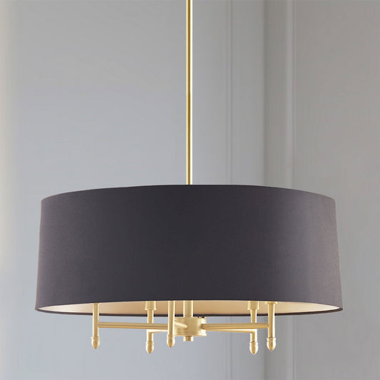 Presidio - 5-Light Black Drum Shade Chandelier - Gold / Black Hampton Hill