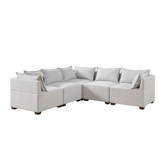 Molly - 5-Piece Modular L-Shape Sofa - Silver Gray INK+IVY