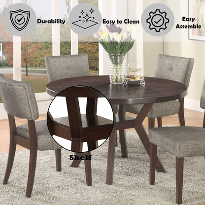Drake - 5 Pieces Dining Room Set - Espresso / Gray Acme