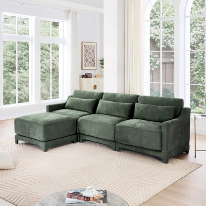 Stylish Sofa With Ottoman And Lumbar Pillows, Ergonomic Design Home Essentials