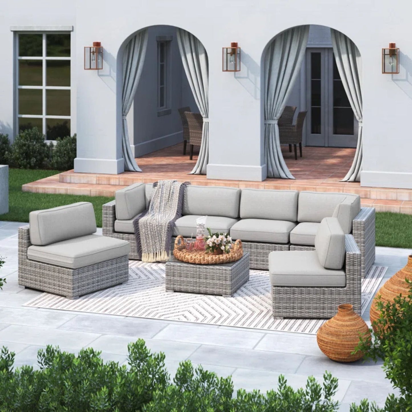 Outdoor Wicker Seating Group With Cushions LSI Patio Furniture