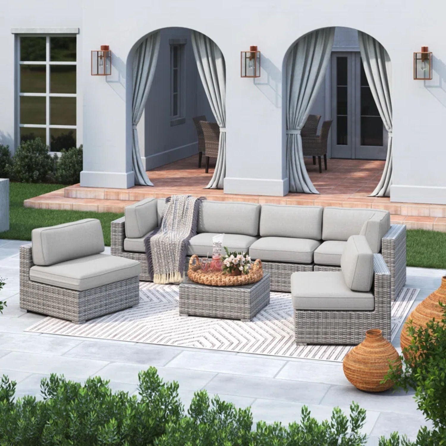 Outdoor Wicker Seating Group With Cushions LSI Patio Furniture